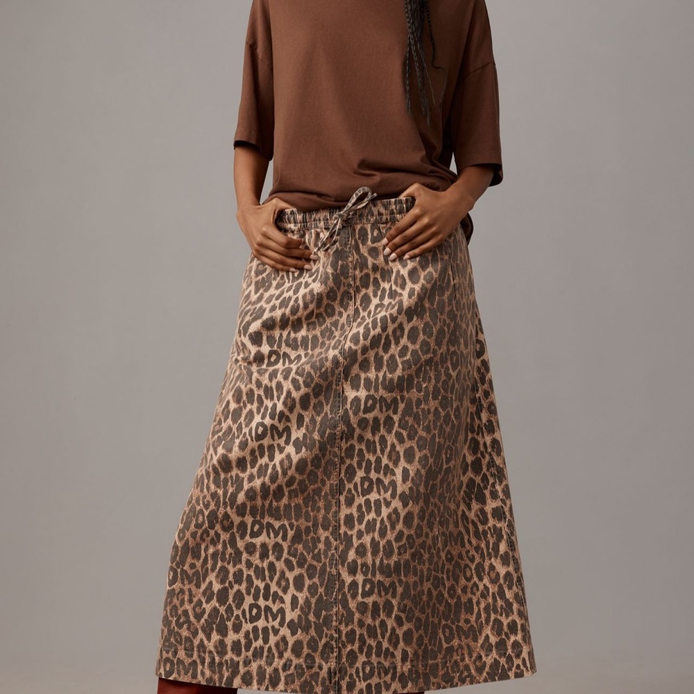 Damson Madder Leopard Print Midi Skirt